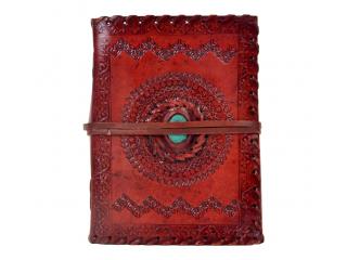 Handmade paper leather journal turquoise stone leather sketchbook & notebook